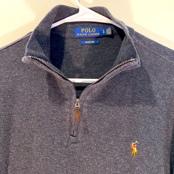 Mens Dark Gray Polo Quarter-zip - Picture 2 of 4